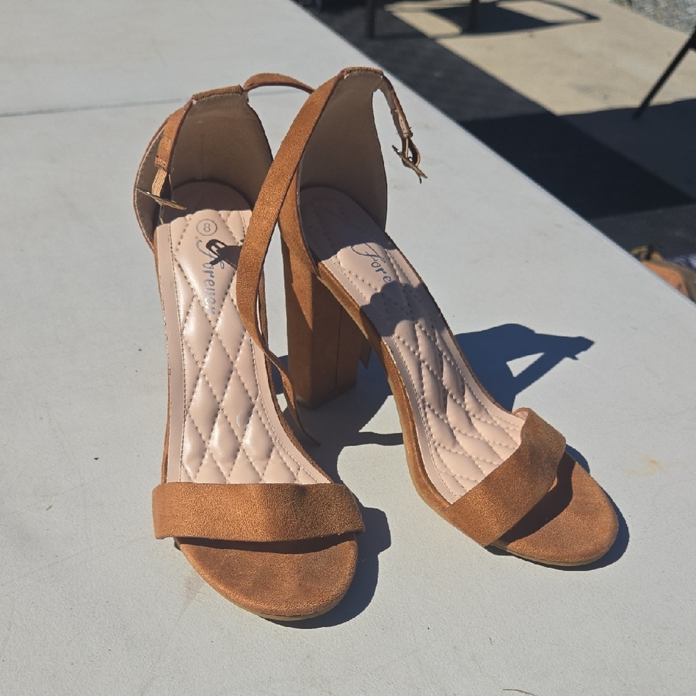 Qupid Tan Strappy Heels